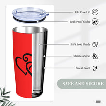 Load image into Gallery viewer, Ti Amo I love you - Exclusive Brand - Red - Double Black Heart - 20oz Stainless Steel Straw Lid Cup
