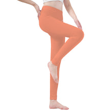 Load image into Gallery viewer, Ti Amo I love you - Exclusive Brand   - Vivid Tangerine - White Daisy -  Yoga Leggings
