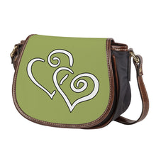 Load image into Gallery viewer, Ti Amo I love you - Exclusive Brand - Green Smoke - Double White Heart - Saddle Bag
