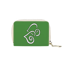 Load image into Gallery viewer, Ti Amo I love you - Exclusive Brand - May Green - Double White Heart - PU Leather - Zipper Card Holder
