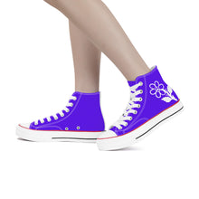 Load image into Gallery viewer, Ti Amo I love you - Exclusive Brand - Dark Purple - White Daisy - High Top Canvas Shoes - White  Soles
