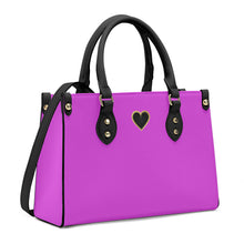 Load image into Gallery viewer, Ti Amo I love you - Exclusive Brand - Deep Lavender Magenta 2 - Luxury Womens PU Tote Bag - Black Straps
