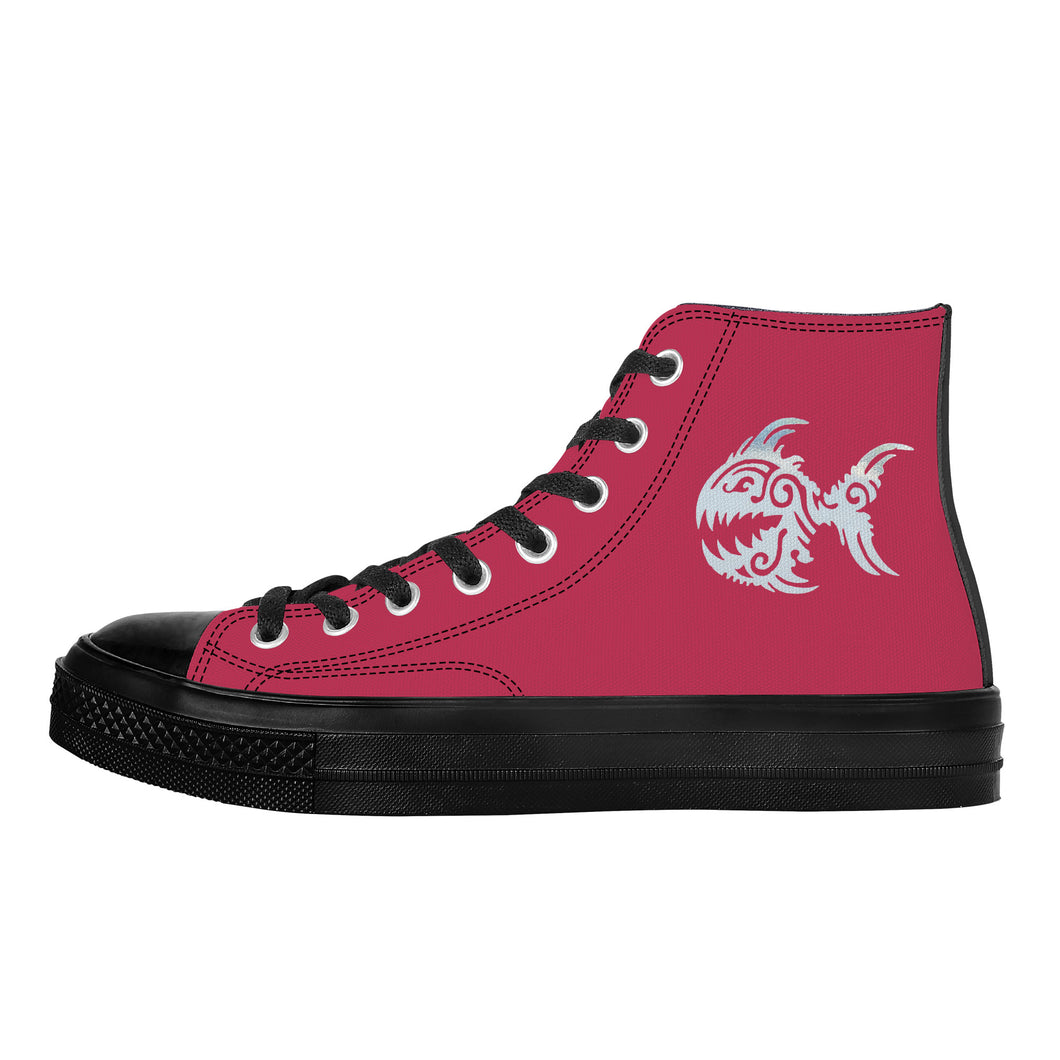 Ti Amo I love you - Exclusive Brand - Vivd Magenta - Angry Fish - High Top Canvas Shoes - Black  Soles