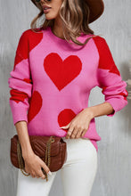 Load image into Gallery viewer, Angel Wings Contrast Heart Dropped Shoulder Long Sleeve Sweater
