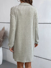 Load image into Gallery viewer, Ribbed Collared Neck Long Sleeve Dress
