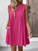 Load image into Gallery viewer, Ruched V-Neck Sleeveless Mini Dress
