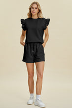 Load image into Gallery viewer, Double Take Full Size Texture Round Neck Ruffle Sleeve Top and Shorts Set
