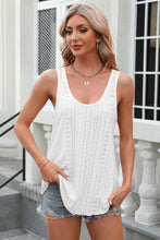 Load image into Gallery viewer, Eyelet Scoop Neck Wide Strap Tank
