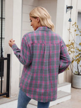 Load image into Gallery viewer, Pocketed Plaid Collared Neck Long Sleeve Shirt
