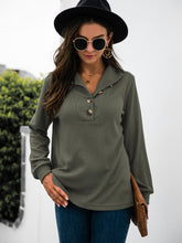 Load image into Gallery viewer, Half Button Long Sleeve T-Shirt
