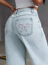 Load image into Gallery viewer, Bow Back Wide Leg Jeans with Pockets
