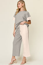 Load image into Gallery viewer, Double Take Full Size Texture Contrast T-Shirt and Wide Leg Pants Set
