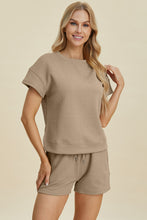 Load image into Gallery viewer, Double Take Full Size Texture Short Sleeve Top and Shorts Set
