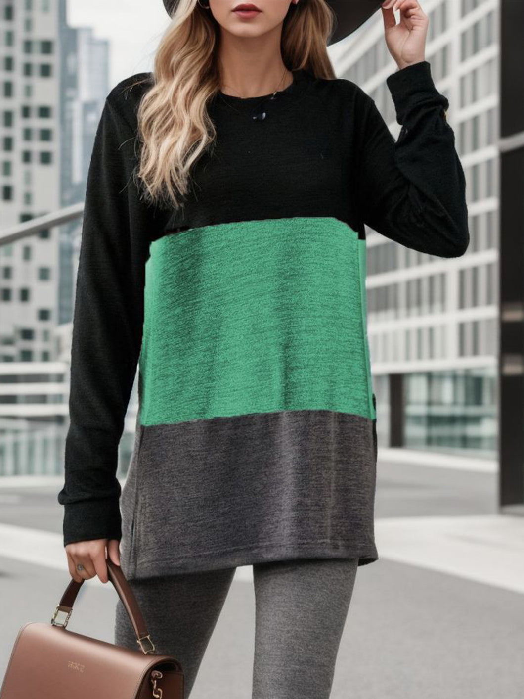 Color Block Long Sleeve T-Shirt