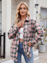 Load image into Gallery viewer, Pocketed Plaid Collared Neck Long Sleeve Shirt
