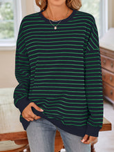 Load image into Gallery viewer, Lovelet Striped Round Neck Long Sleeve Sweatshirt
