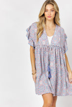 Load image into Gallery viewer, Printed Short Sleeve Ruffle Kimono
