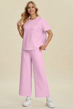 Load image into Gallery viewer, Double Take Full Size Texture Round Neck Short Sleeve Top and Pants Set
