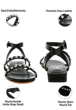 Load image into Gallery viewer, Flippity Studded Ankle Strap Flat Sandals
