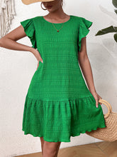 Load image into Gallery viewer, Textured Round Neck Ruffle Hem Dress
