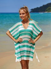 Load image into Gallery viewer, Tassel Openwork Striped V-Neck Cover Up
