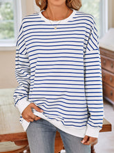 Load image into Gallery viewer, Lovelet Striped Round Neck Long Sleeve Sweatshirt
