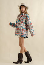 Load image into Gallery viewer, Frayed Aztec Western Shacket
