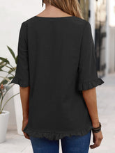 Load image into Gallery viewer, Ruffled Round Neck Half Sleeve Blouse
