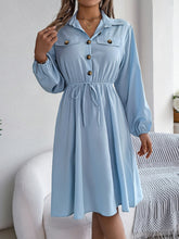 Load image into Gallery viewer, Collared Neck Long Sleeve Dress with Pockets
