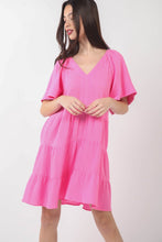 Load image into Gallery viewer, VERY J Texture V-Neck Ruffled Tiered Dress
