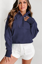 Load image into Gallery viewer, Flamingo Fleece Lined Zip Up Stand Collar Thumbhole Sleeve Sweatshirt
