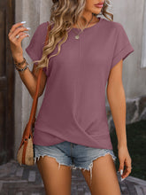 Load image into Gallery viewer, Mandy Cable-Knit Round Neck Short Sleeve T-Shirt
