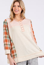 Load image into Gallery viewer, SAGE + FIG Exposed Seam Button Detail Plaid Top
