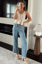 Load image into Gallery viewer, Myosotis Mineral Wash Drawstring Waist Loose Straight Denim Pants
