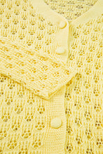 Load image into Gallery viewer, Yellow Pointelle Knit V Neck Sweater Cardigan
