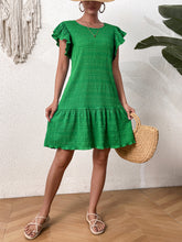 Load image into Gallery viewer, Textured Round Neck Ruffle Hem Dress
