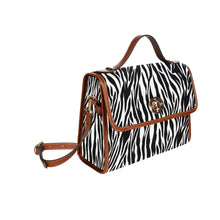 Load image into Gallery viewer, Ti Amo I love you - Exclusive Brand  - Black &amp; White - Zebra  - Waterproof Canvas Bag-Brown Straps
