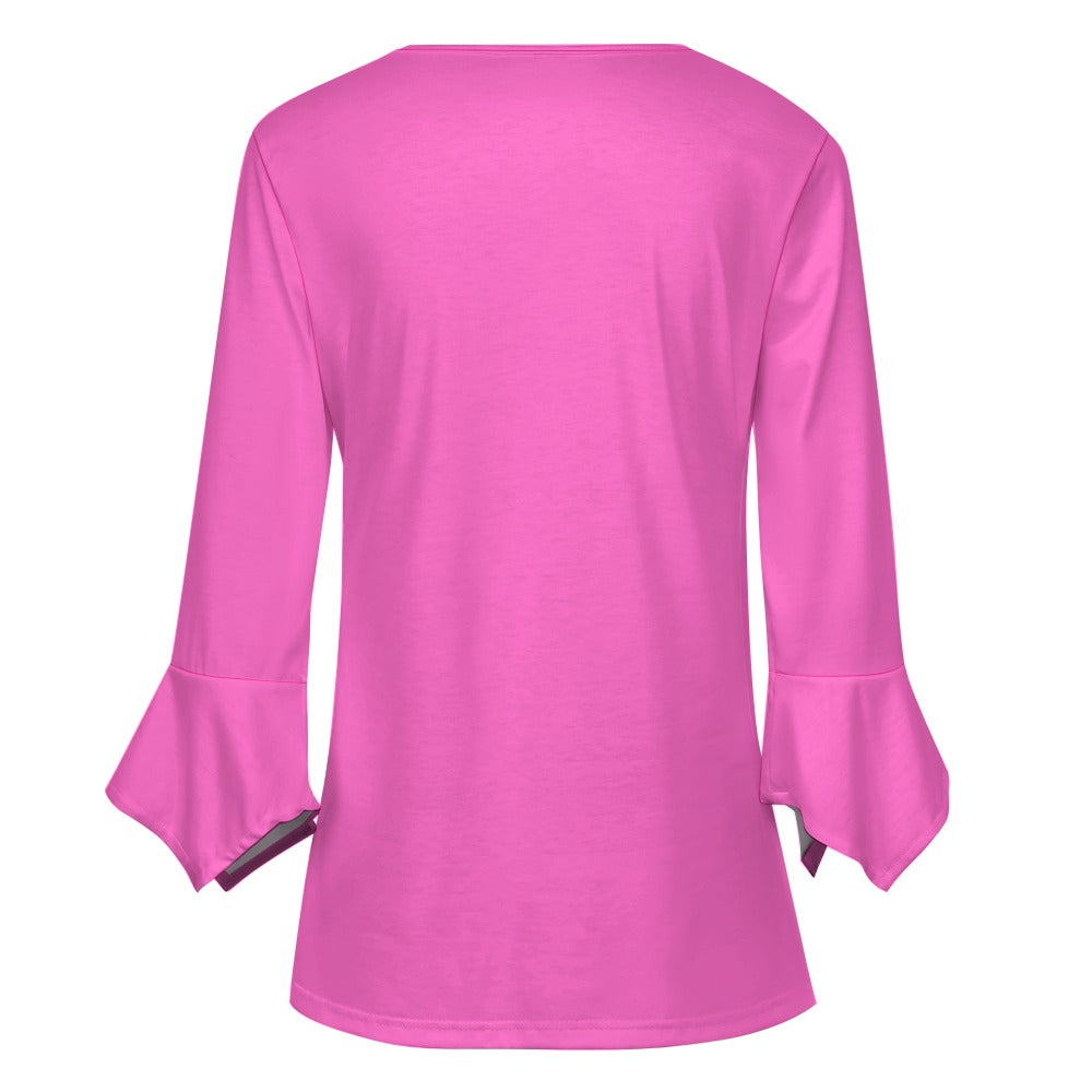 Ti Amo I love you - Exclusive Brand - Hot Pink - Women's Ruffled Petal Sleeve Top - Sizes S-5XL