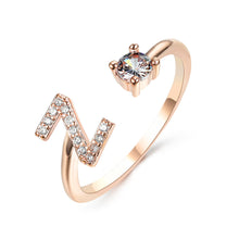 Load image into Gallery viewer, Womens New Design Adjustable 26 Initial Letter Ring Fashion Simple Elegant Jewelry
