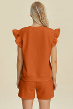 Load image into Gallery viewer, Double Take Full Size Texture Round Neck Ruffle Sleeve Top and Shorts Set
