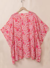 Load image into Gallery viewer, Pink Boho Floral V Neck Kimono Style Blouse
