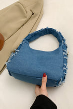 Load image into Gallery viewer, Raw Edge Denim Handbag with Pouch
