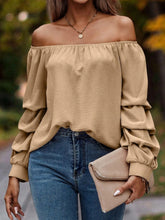 Load image into Gallery viewer, Ruched Off-Shoulder Long Sleeve Blouse

