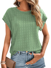 Load image into Gallery viewer, Textured Round Neck Short Sleeve Top
