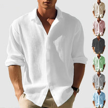Load image into Gallery viewer, Men&#39;s Lapel Solid Long Sleeve Shirt

