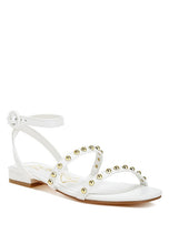 Load image into Gallery viewer, Flippity Studded Ankle Strap Flat Sandals
