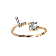 Load image into Gallery viewer, Womens New Design Adjustable 26 Initial Letter Ring Fashion Simple Elegant Jewelry
