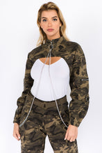 Load image into Gallery viewer, American Bazi Camouflage Cropped Jacket with Chains
