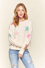 Load image into Gallery viewer, ADORA Stars Pattern Round Neck Drop Shoulder Sweater
