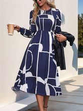 Load image into Gallery viewer, Perfee Smocked Color Block Long Sleeve Midi Dress
